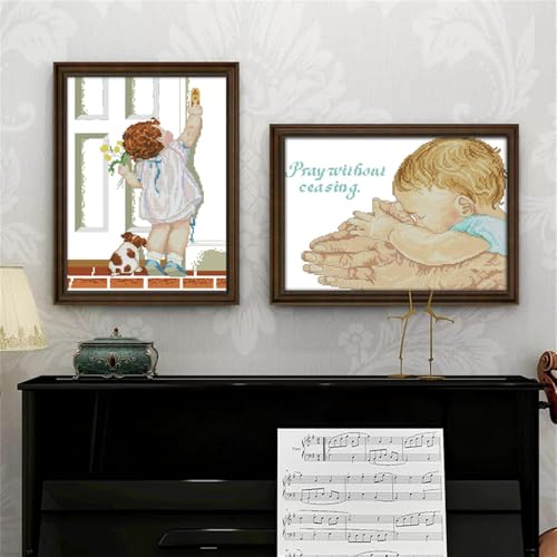 Image of JOYSEWING Father's Love, Baby Stamped Kits Cross Stitch Kits Fatherly Love Embroidery 11CT Needlepoint Kits Counted Patterns Embroidery DIY Gift Home Decoration -Care(Printed) 15.7x13 inch