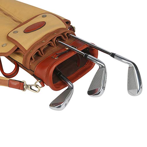 TOURBON Golftasche aus Leder und Segeltuch - 6