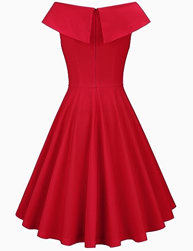 MUXXN Women's 1950s Retro Vintage Sleeveless V Neck Midi Cocktail Swing Dress2