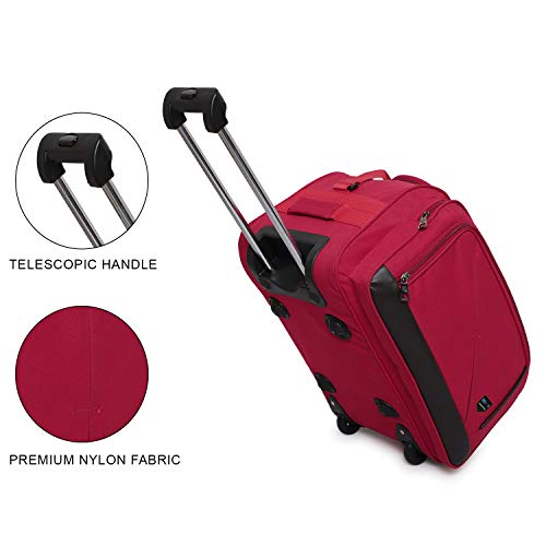 Image of Dejan Bags Duffle Trolley Bag | Luggage Bag with Wheels and Handle - (20 Inch | 52 cm) (Red)