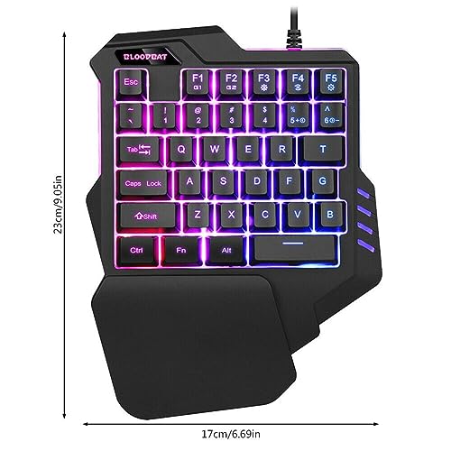 Image of MFTEK One Handed Gaming Keyboard RGB Backlit 35 Keys Portable Mini Gaming Keypad Ergonomic Game Controller for PC Gamer (MFG92)