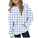 Girls Cute Plaid Sweatshirt Fashion Checkered Crewneck Casual Tops Long Sleeve Oversized Winter Preppy Pullovers Blue