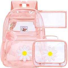 Pink Flowers Clear Backpack Set