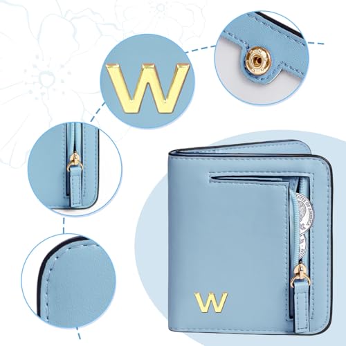 Image of COSHAYSOO Initial Teen Girl Womens Wallets RFID Slim, Monogrammed Graduation Birthday Gifts for 10 11 12 13 14 15 16 17 18 19 21 Year Old Girls, Blue Letter W