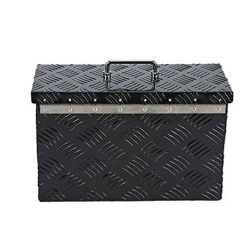 16"X7.5"X10" Black Aluminum 5 Bar Tread Tool Box Truck Car Outdoor Trailer Pickup Underbody Toolbox, Rv Storage Organizer, Underbed Tools Organizer #TOP4