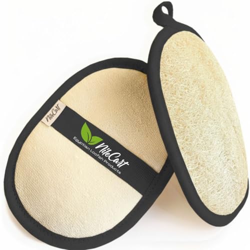 NileCart Natural Loofah for Men, Black, 2 Pack