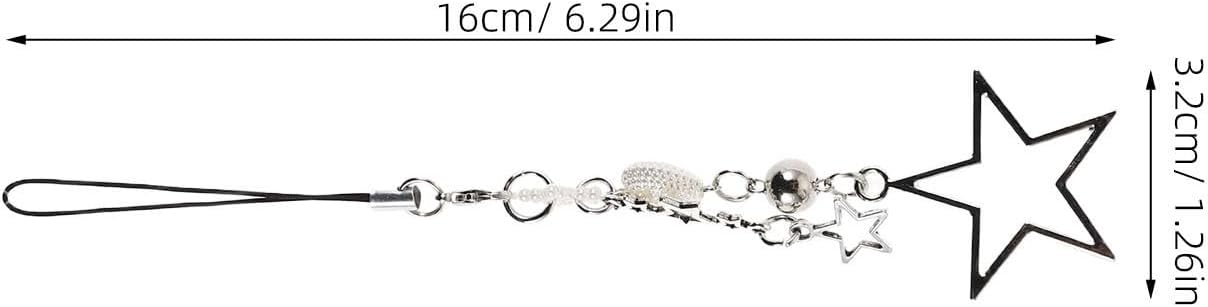 4pcs Silver Star Phone Charm Alloy Pendant Keyring for Mobile Phones image 2