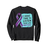 I Have Time To Listen Your Life Matters パープル ティール リボン トレーナー