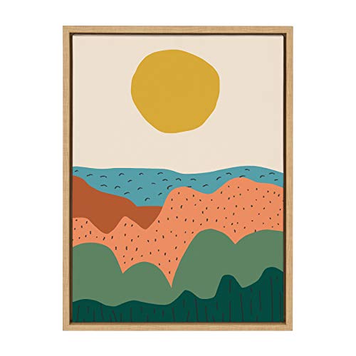 Kate and Laurel Sylvie Dancing Hills Framed Canvas Wall Art by Kelly Knaga, 18x24 Natural, Colorful Landscape for Wall