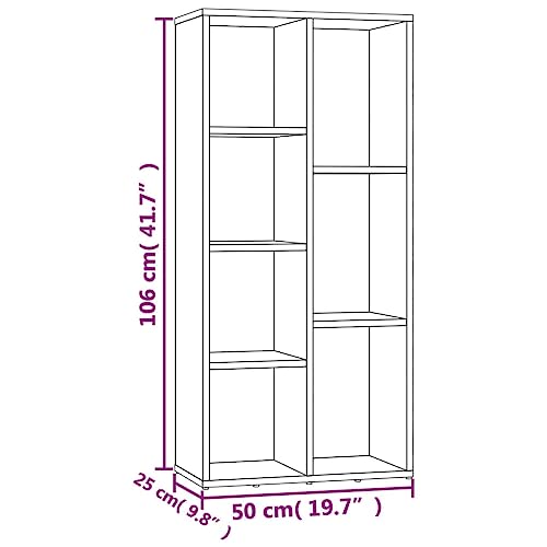 Librería estrecha para ahorrar espacio estantería de madera gris de 7 huecos 4