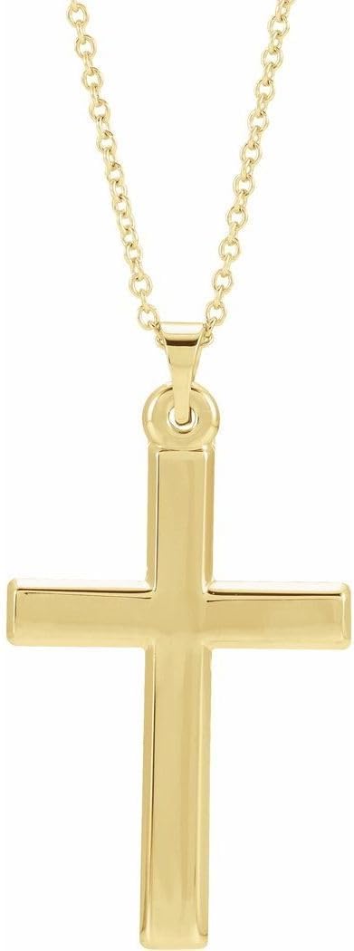 JewelryWeb14ct Yellow Gold 24.5x16.5mm Polished Religious Faith Cross Necklace Jewelry Gifts for Women - 46 Centimeters