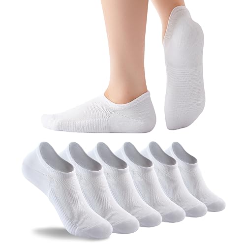 No Show Socks for Women & Men, Non-Slip Low Cut, Moisture-Wicking, Invisible Athletic Cotton Socks 6 Pairs - Main Image