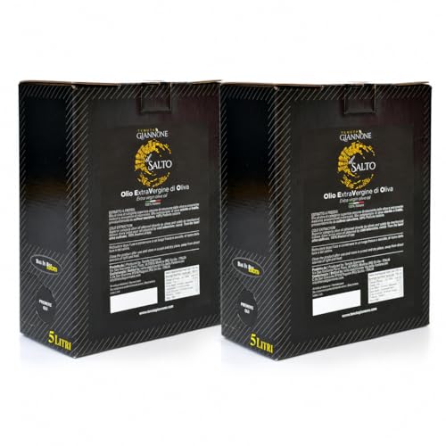 TENUTA GIANNONE Aceite de Oliva Virgen Extra Italiano Il Salto, Coupage extraído en frío, Afrutado medio, Aceite AOVE premium, Pack de 2 Bag in Box de 5 litros cada una