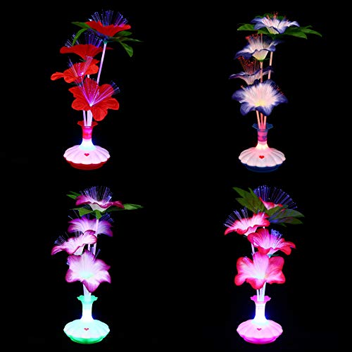 OSALADI Led Night Light 4Pcs Fiber Vase Light Fiber Optic LED Flower Light Fiber Optic Flowers in vase Optic LED Flower Led Desk Lamp