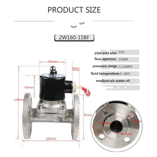 Vanne de régulation DN32 bride inox AC220V normalement fermée électrovanne 2 voies - 3