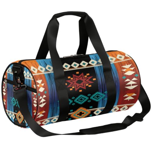 Bolsa de deporte ligera con diseño bohemio tribal y bolsillo con cremallera útil