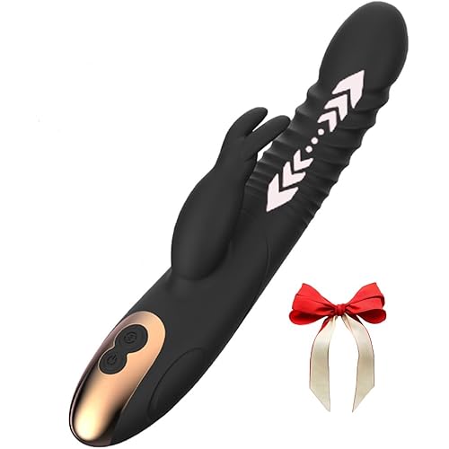 Black 9 inch Adult Tool for Women Today Silent Silicone Rabbit Ears Pleasure Toy Set Thrusting & Games for Men and Women Machine Realistic Handheld Gifts for Her