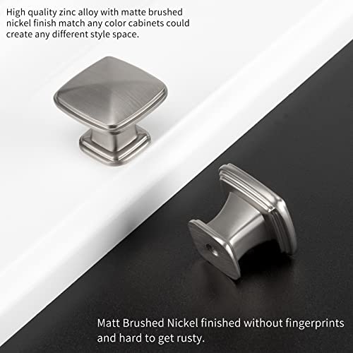 Lontan Kitchen Cabinet Knobs Brushed Nickel Drawer Knobs - 6 Pack Beveled Square Drawer Knobs Cabinet Hardware Dresser Knobs For Cabinets And Cupboard #TOP2