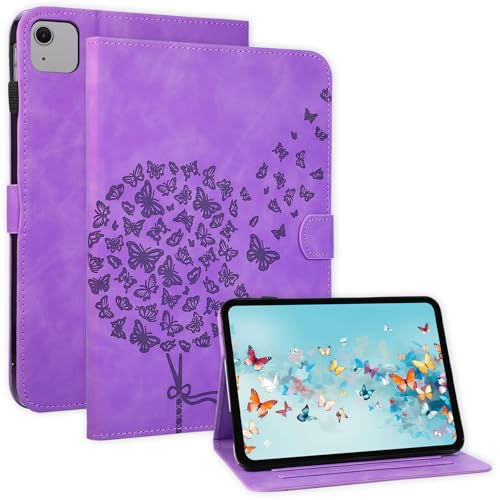 Étui iPad Air 11 M4 et 5/4 multifonction violet avec porte-stylo et fentes cartes