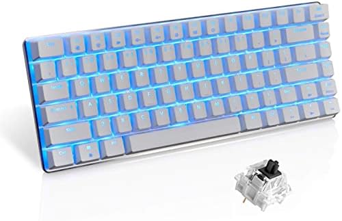 UrChoiceLtd AK33 Backlit Usb Wired Gaming Mechanical Keyboard Blue Black Switches for Office, Typists and Play Games (Blue Switch, White)