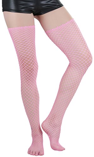 Image of ToBeInStyle Women's Seductive Punk Rock Basic Unfinished Rawedge Fishnet Thigh Highs