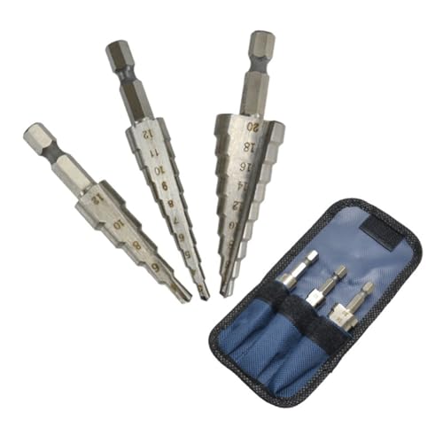 Buhdjfnke Broca Escalonada de Ranura Recta de 3-12 Mm, 4-12 mm y 4-20 mm para Madera y Metal, Juego de Herramientas de Perforación Cónica.