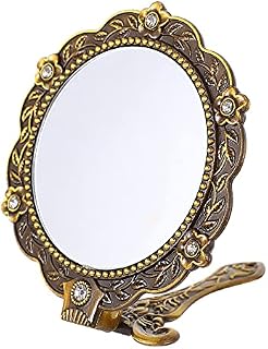Uonlytech Vintage Hand Mirror Antique Handheld Mirror Antique Hand Mirrors with Handle for Face Makeup Cosmetic Mirror