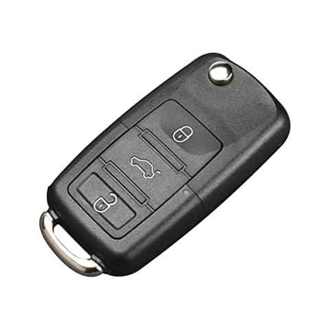 Car Remote Key Case, 3 Button Folding Car Remote Key Fob Case Cover Shell without Blade Replacement for VW Golf Polo Touran Sharan Leon Octavia Cover