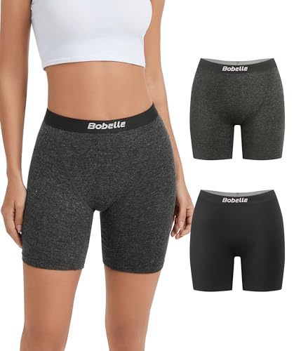 Bobelle Wear 2 Packs Merino Wool Womens Boyshorts Underwear, Women's Mid Waisted Breathable Boxer Briefs, Moisture Wicking Panties (Multicolor03, M)