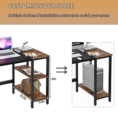 Soges 55.1 Inch Home Office Computer Desk, Study Writing Table Desk With With Splice Board, Wooden Study Working Table Desk With 2-Tier Storage Shelf,Modern Laptop Pc Table,Cxym-Pb001A-140 #TOP4