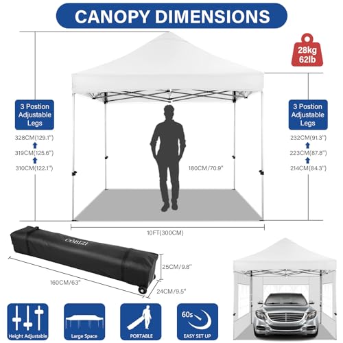 Image of COBIZI 10x15 Heavy Duty Pop Up Canopy Tent with 4 Sidewalls, Alps