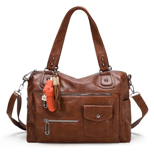 Bolso Satchel de Cuero para Mujer con Asa Superior miniatura 1