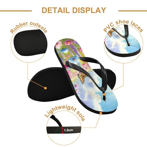 Burbuja Sunny Field Of Flowers Flip Flops for Women Men, Soft Thong Sandals Rubber Slippers for Pool Beach Essentials3