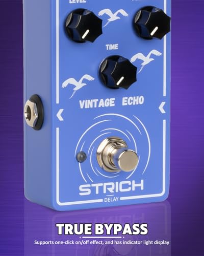 Image of STRICH VINTAGE ECHO Analog Delay Guitar Pedal, Vintage Delay Effect Pedal, True Bypass for Electric Guitar, Blue