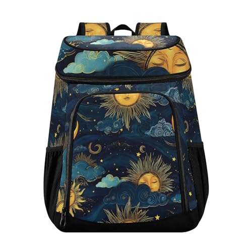 Moon Sun Astrology Galaxy Cooler Backpack Cooler Insulated Leak Proof Lunch Backpack 36 Cans Waterproof Soft for Men Women Picnic Hiking Camping Beach