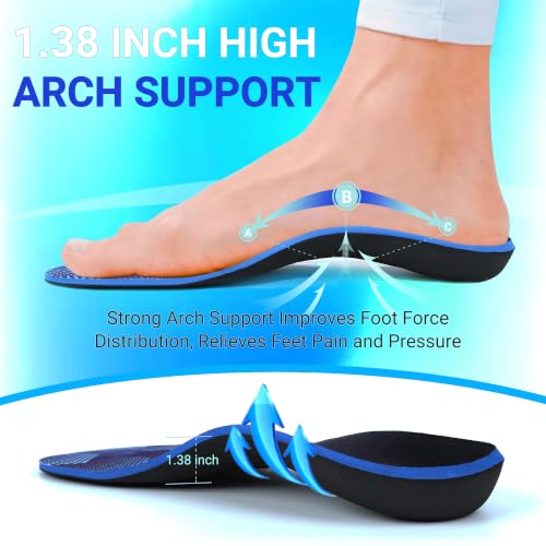 Image of DARLIS Heavy Duty Support Pain Relief Insoles, 220+ lbs Plantar Fasciitis Arch Support Inserts for High Arch, Flat Feet, Heel Pain, Orthopedic Work Boot Insoles Men Women, Shock Absorb in Every Step
