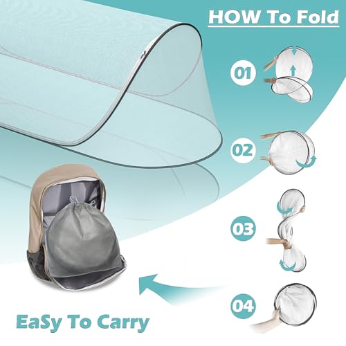 78 * 31 * 22Large Pop-Up Mosquito Net, Lightweight, Breathable, and Soft Convenient Mesh Tent,Foldable and Durable,Mosquito Net for Bed,Apply to Outdoor Athletes, Camping, Beach,Starlit Sky of Night. - Image 6