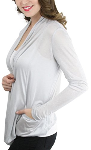 Image of ToBeInStyle Womens Open Front Long Sleeve Lightweight Asymmetrical Draped Cardigan with Side Pockets