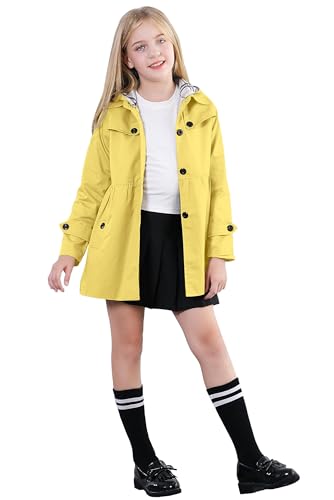 Girl's Waterproof Trench Coat Hooded Lightweight Rain Jackets3