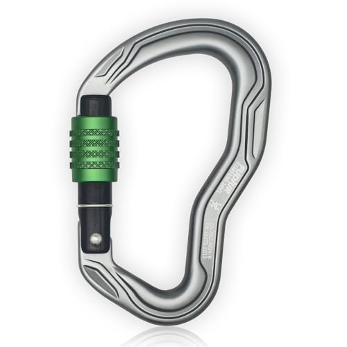 CE Certified 30KN Screwgate Locking Climbing Carabiner Clip Lock Heavy Duty Carabiner for Rock Climbing Hammocks Rappelling Rescue and Hunting D-Shaped