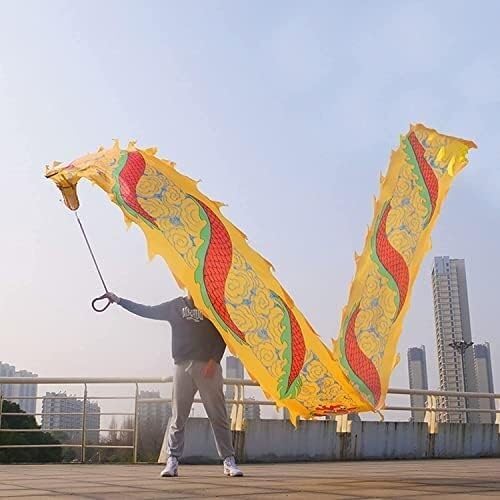 Dragon Ribbon Streamer,Dragon Silk Flowy,3D Colorful Dragon Silk Flowy Spinning & Shaking Kungfu Dragon Dance Silk Poi for Playing/Work Out Parent-Child Game Project Outdoor Park(6m)