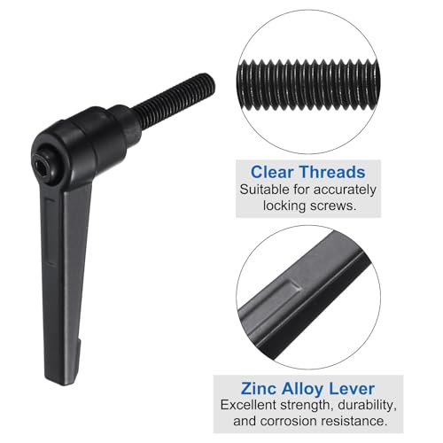 Image of uxcell 10pcs Lever Adjustable Handles M6 x 25mm Metric Male Thread, Level Clamping Handle Hand Stud Knobs Rotating Screw Handles Bolts with Locking Lever, Black