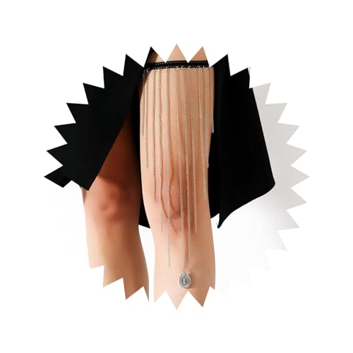Sttiafay Übertrieben lange Kette Quaste Oberschenkelkette Teardrop Charm Silber Fransen Beinkette Boho Strand Sexy Körperkette Schmuck für Frauen