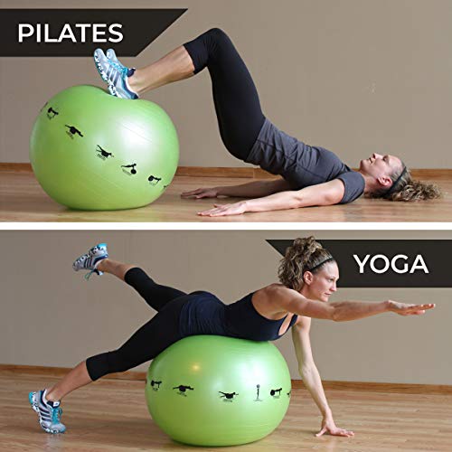 Prism Fitness 75Cm, Blue Smart Self-Guided Stability Ball – Exercise Ball For Exercise, Yoga, Pilates, Office Ball Chair And More, 13 Exercises Printed On Ball For Easy Reference #TOP2