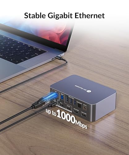 Image of AV Access Dual Monitor KVM Docking Station for Laptop & Desktop, GbE, EDID, 5xUSB-A, HDMI 4K@60Hz USB C KVM Switch 2 Monitors 2 Computers, 60W Laptop Charge, for Home Office Workstations (iDock C10)