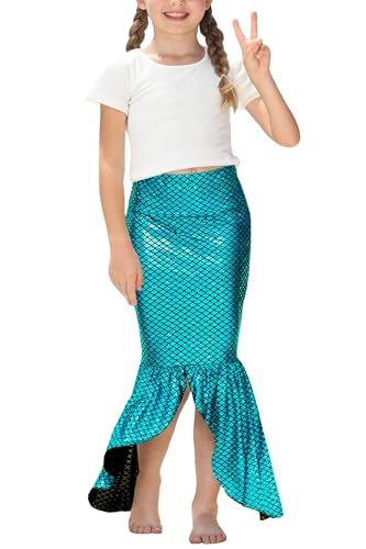 Image of Halloween Mermaid Skirts Elastic High Waisted Long Skirt Blue XL