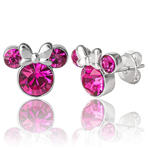 Pendientes Disney Minnie Mouse con Piedra de Nacimiento para...