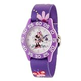Disney Minnie Mouse Kids' Plastic Time Teacher Analog Quartz Nylon Strap Watch, Lt Purple/Purple Multi