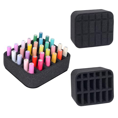 Image of Nail Polish Organizer Holder Foam Pad DIY with 18 Slots for Storage Nail Polish or Essential Oil Tray for Drawers Black