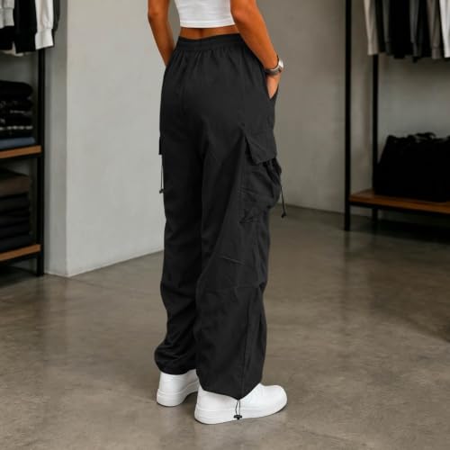 Women's Cargo Pants Drawstring Waist Wide Leg Utility Work Trousers - image 5